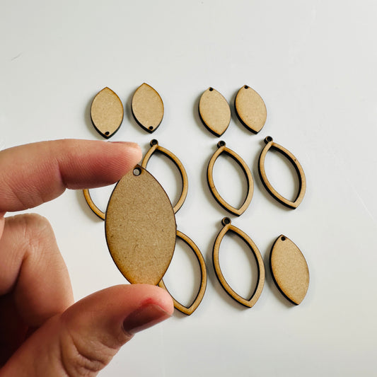 Football Ring 6 pairs Wood MDF Mixed media blanks Earring Components