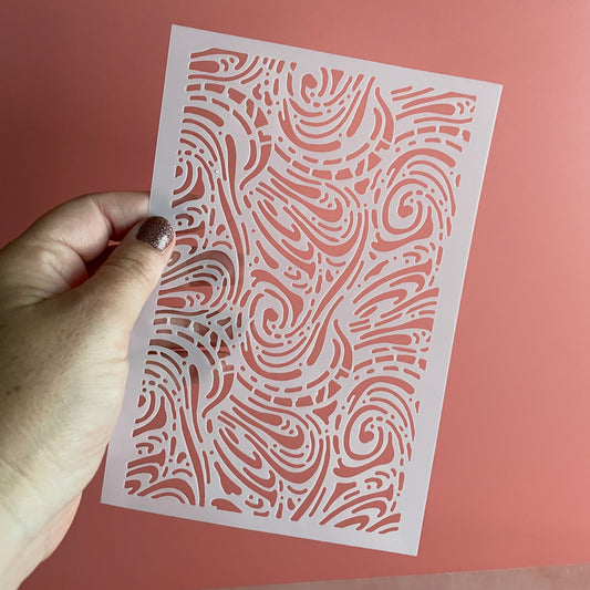 Fingerprint Swirling mylar stencil polymer clay texture