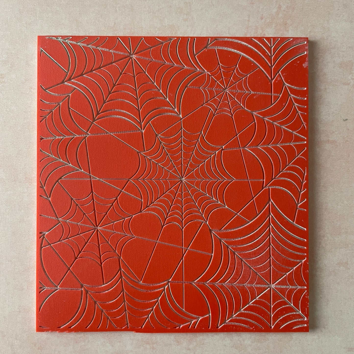 Spider Web Polymer Clay Rubber Stamp Texture Sheet Mat Halloween