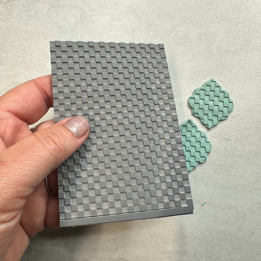 Small Checkerboard Polymer Clay Stamp – 3x4 Inch Rubber Texture