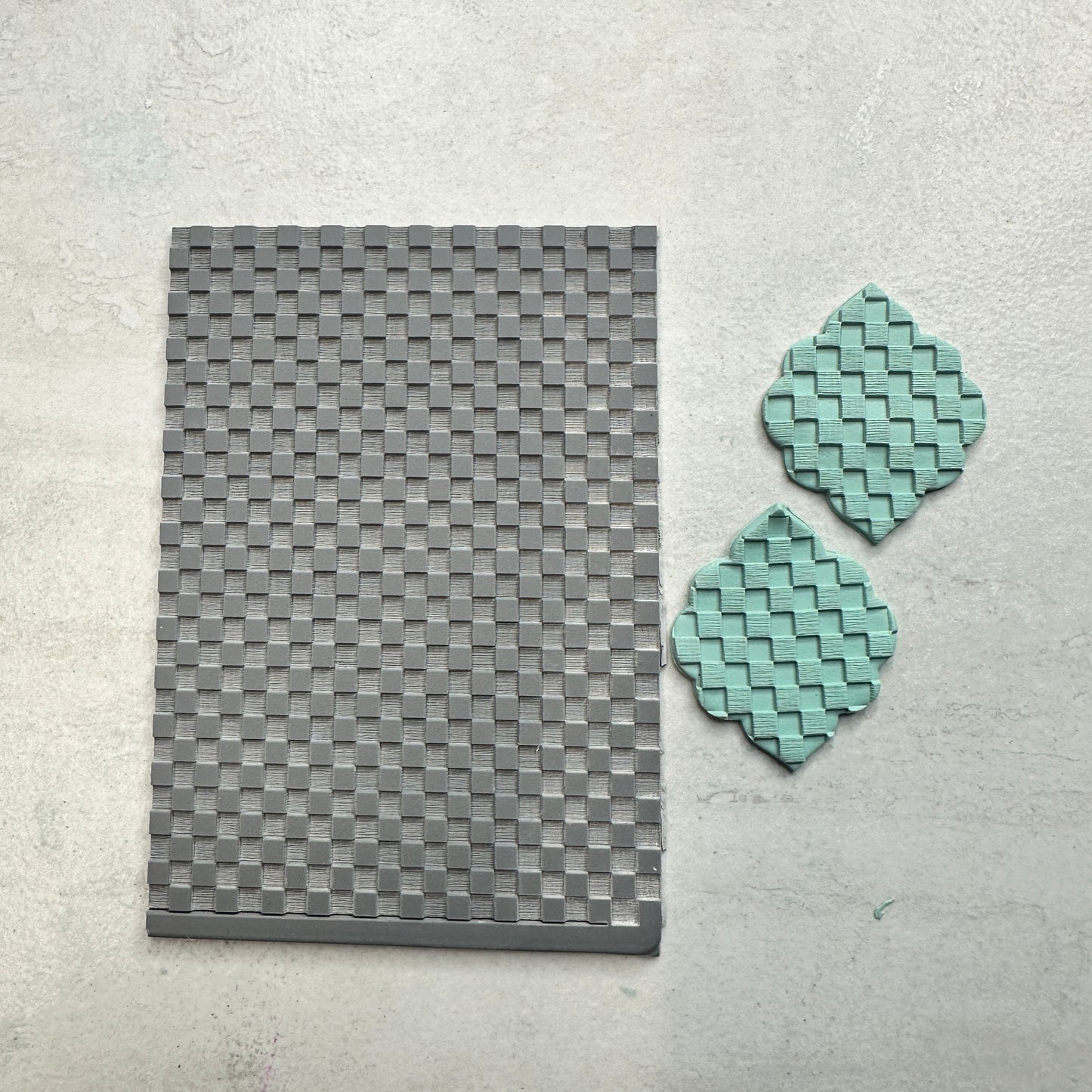 Small Checkerboard Polymer Clay Stamp – 3x4 Inch Rubber Texture