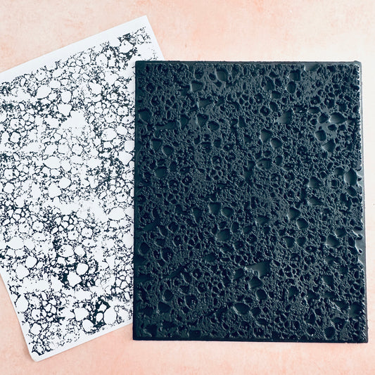 ROCK Rubber Stamp Ink Jumbo Texture Sheet for polymer clay gelli plate printing scrapbooking jewelry mixed media