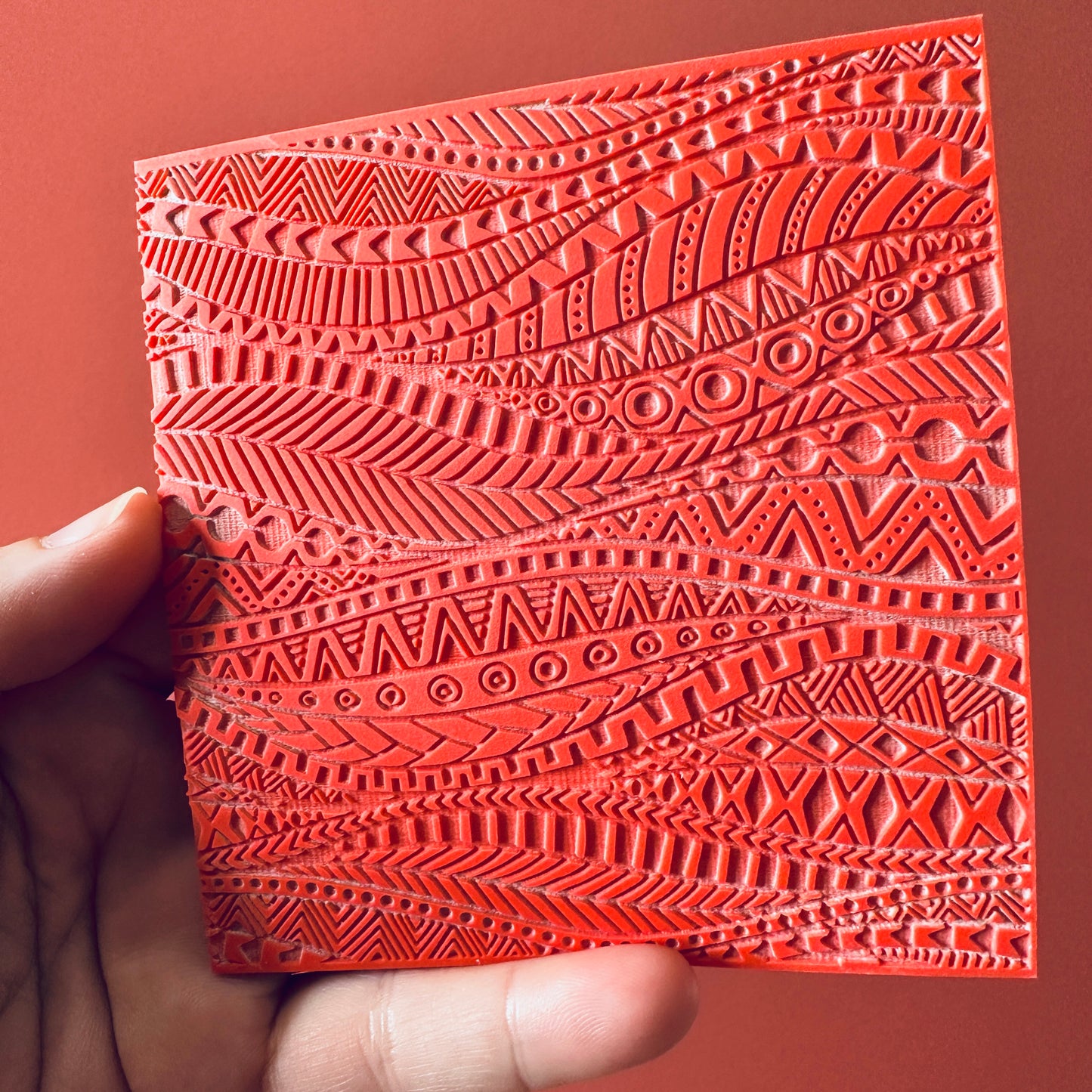 Tribal Flow Wave Rubber Stamp Texture Sheet Mat for polymer clay metal clay mixed media art
