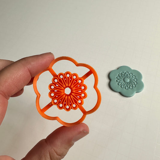 Bada-Bloom Big Statement Flower Polymer Clay Cutter – 2 Inch with Center Detail | Earring Cutter