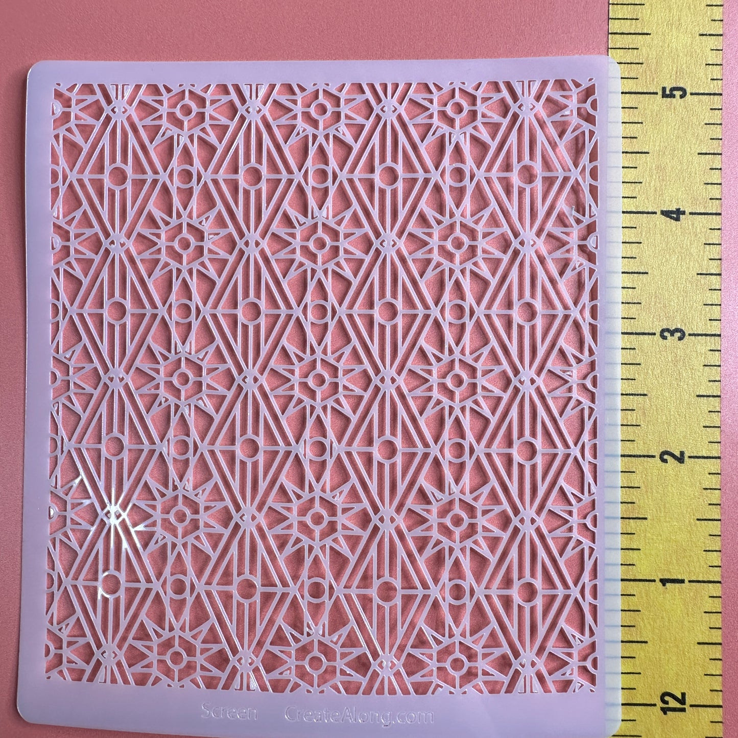 Sacred Shrine Polymer Clay Stencil – 5x5 Inch Mylar Texture Sheet | Stained Glass Geometric Design