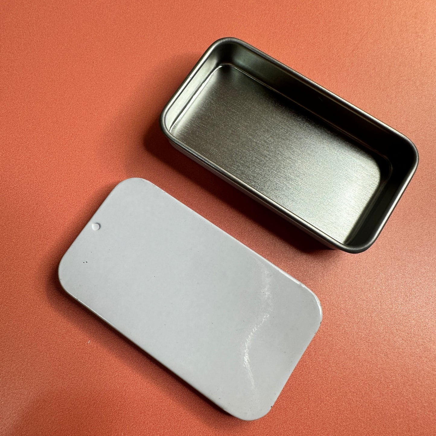 Small Slide-Top Tin Pair – 2 Inch Glossy White Metal Tins for Polymer Clay Mixed Media