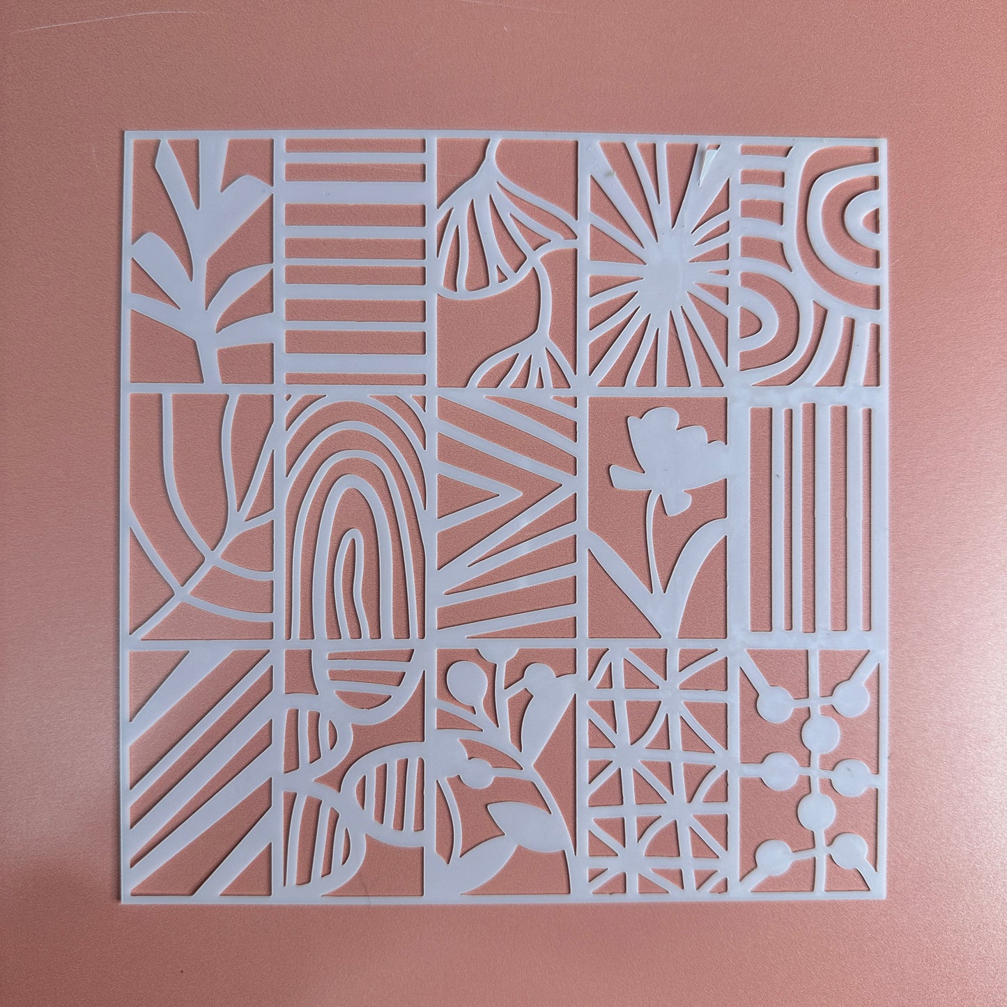 Organic Botanic Polymer Clay Stencil – 5x5 Inch Mylar Texture Sheet | 15 Hand-Drawn Patterns