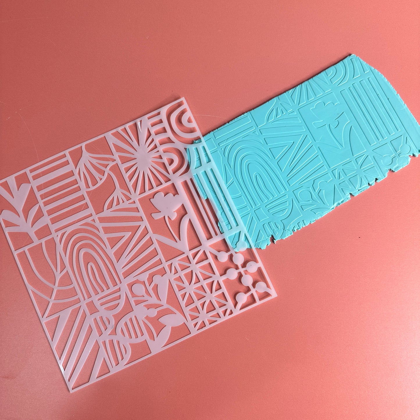 Organic Botanic Polymer Clay Stencil – 5x5 Inch Mylar Texture Sheet | 15 Hand-Drawn Patterns
