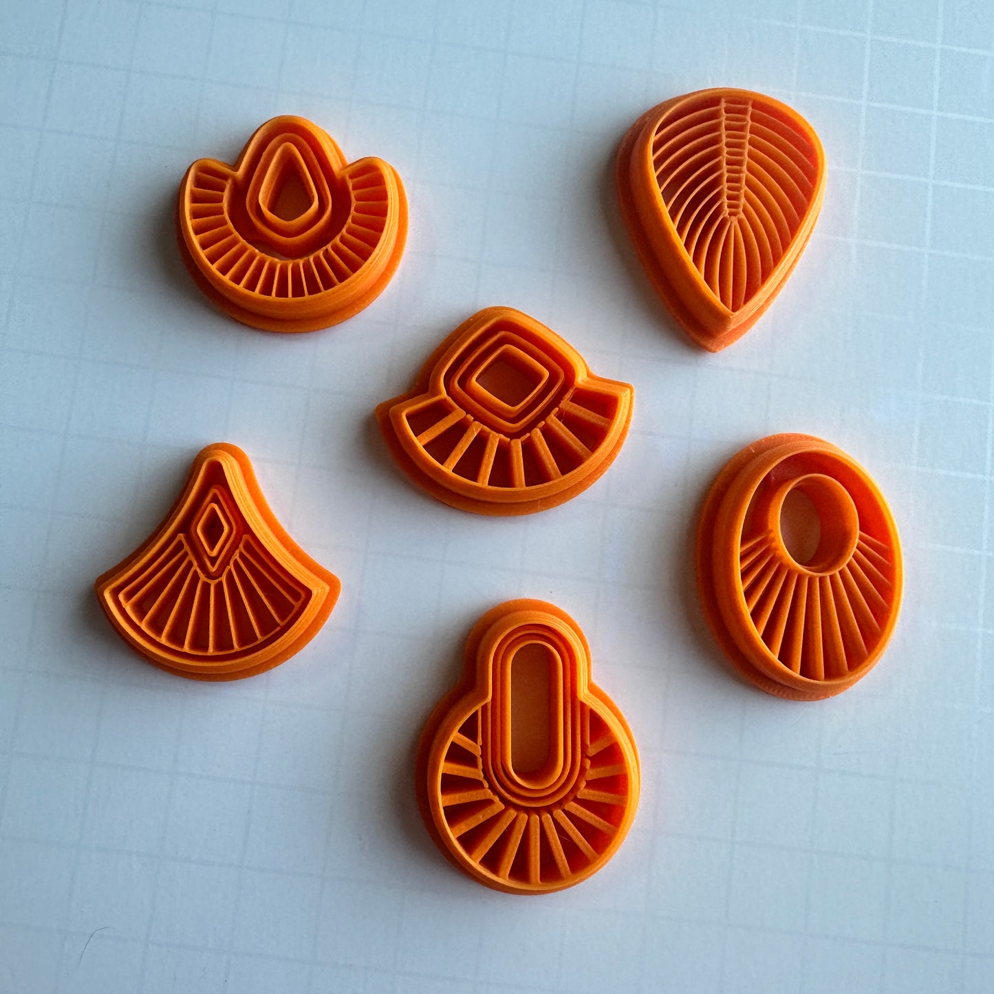 Boho Fan Polymer Clay Earring Cutter – Choose Oval, Capsule, Diamond, Teardrop, Wide Diamond, or Fan | Faux Macramé Style