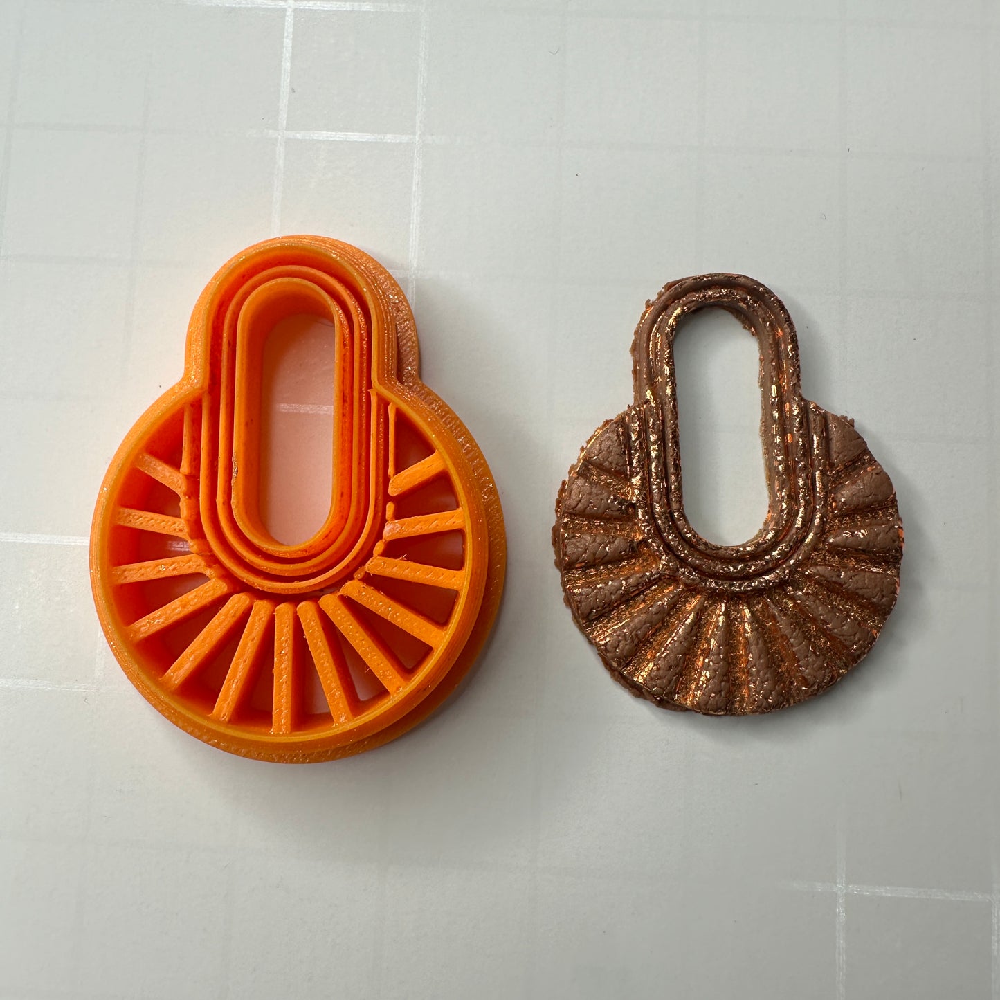 Boho Fan Polymer Clay Earring Cutter – Choose Oval, Capsule, Diamond, Teardrop, Wide Diamond, or Fan | Faux Macramé Style