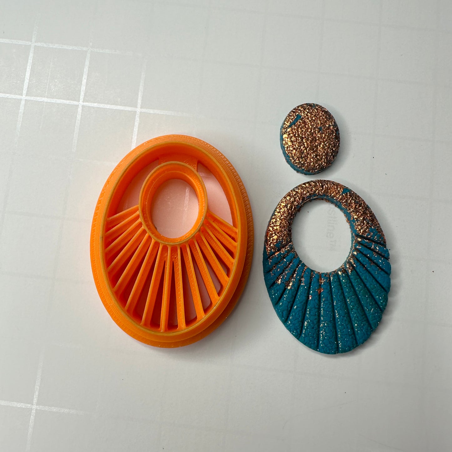 Boho Fan Polymer Clay Earring Cutter – Choose Oval, Capsule, Diamond, Teardrop, Wide Diamond, or Fan | Faux Macramé Style