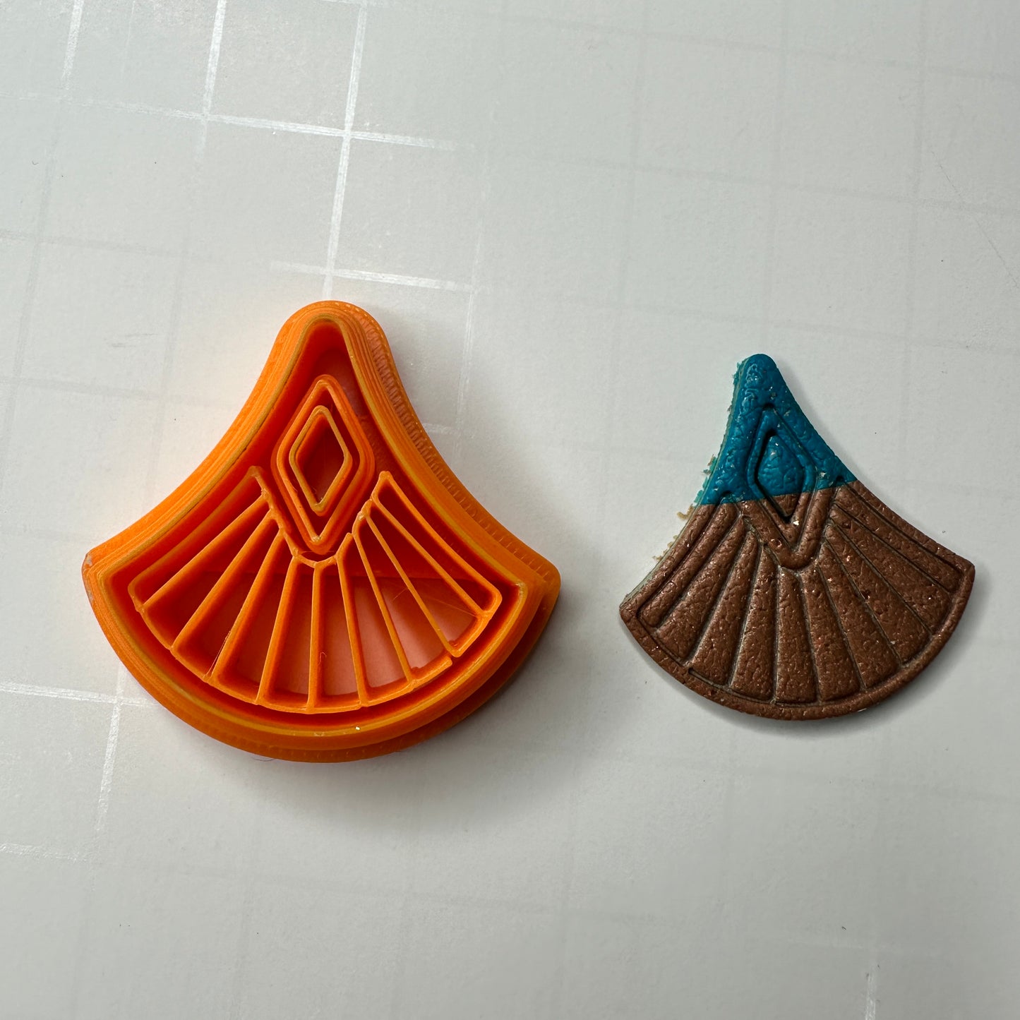 Boho Fan Polymer Clay Earring Cutter – Choose Oval, Capsule, Diamond, Teardrop, Wide Diamond, or Fan | Faux Macramé Style