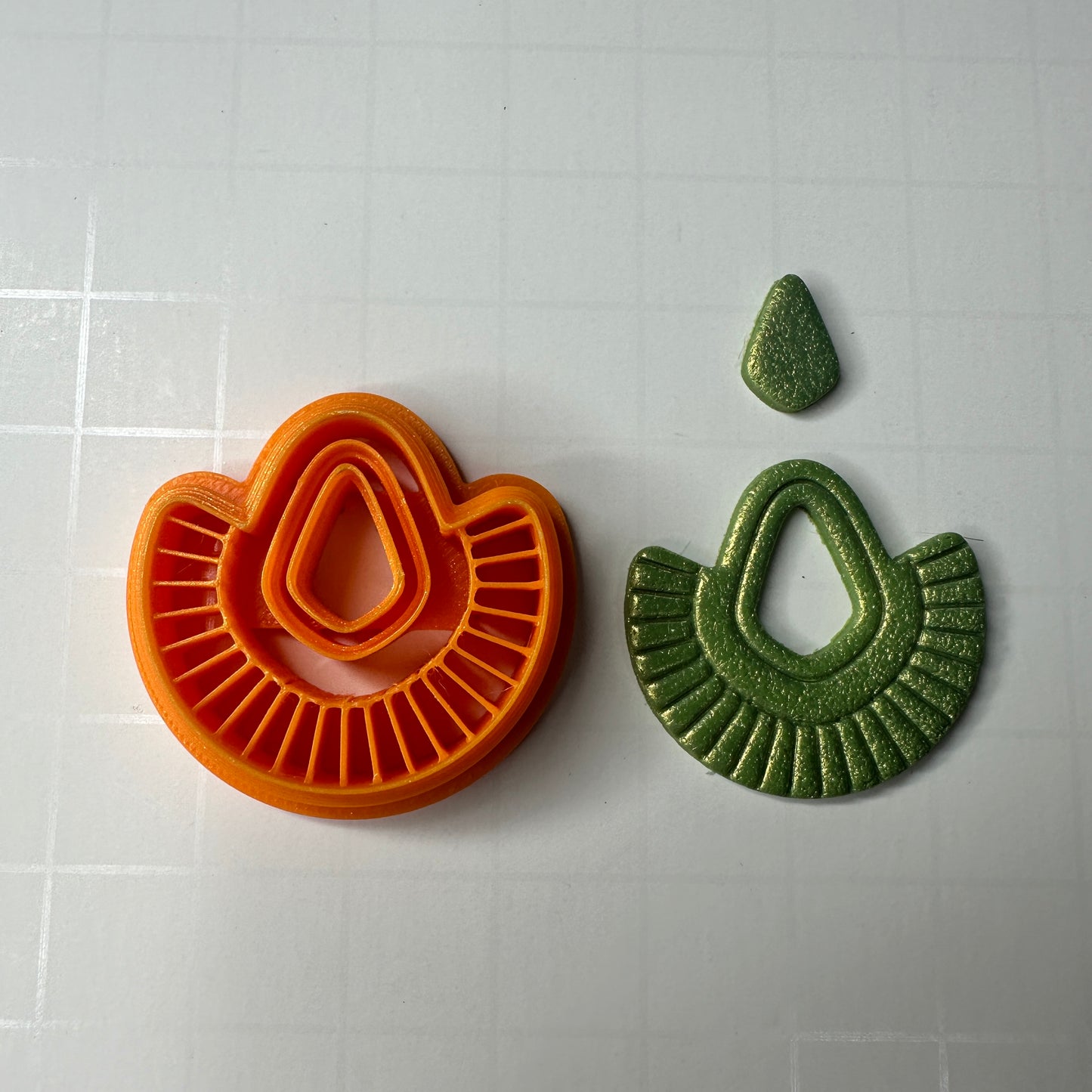 Boho Fan Polymer Clay Earring Cutter – Choose Oval, Capsule, Diamond, Teardrop, Wide Diamond, or Fan | Faux Macramé Style