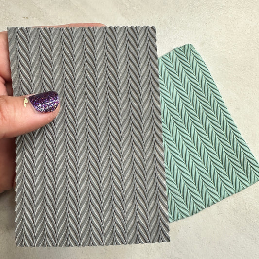 Wavy Chevron Polymer Clay Stamp – 3x4 Inch Rubber Texture Sheet