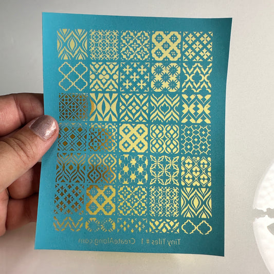 Silkscreen Stencil Tiny Tiles # 1 Multi Image for Polymer Clay and Mixed Media DIY silk screen