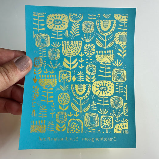 Silk Screen Scandinavian Floral Flowers Stencil For Polymer Clay