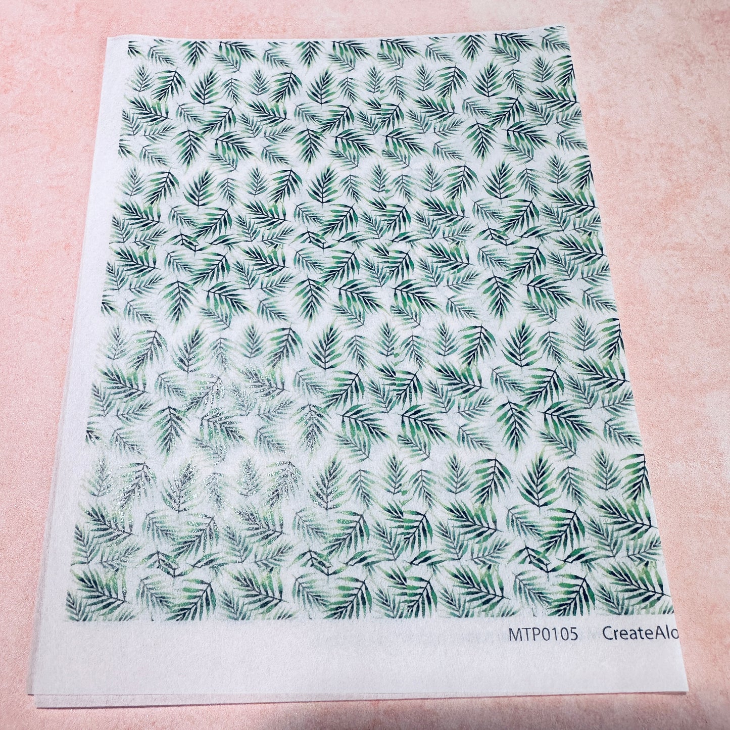 Leaf Patterns Magic Transfer Paper half sheet printed ready to use