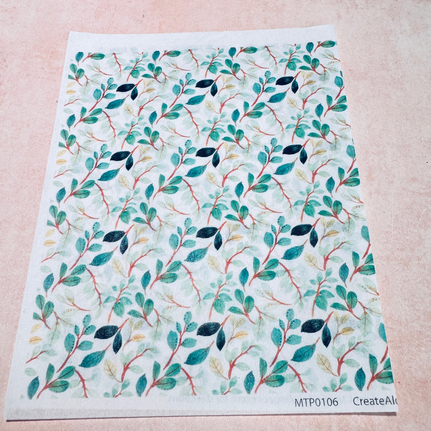 Leaf Patterns Magic Transfer Paper half sheet printed ready to use