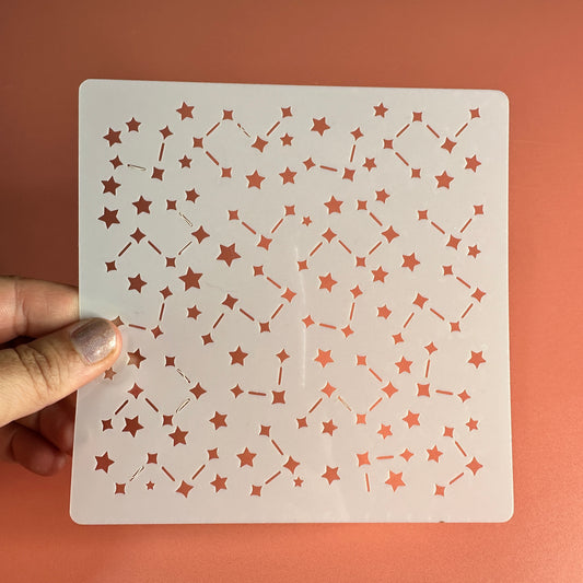 Constellations Celestial Mylar Stencil – 5x5 Inch Star Pattern for Polymer Clay & Mixed Media | 10 Mil Durable