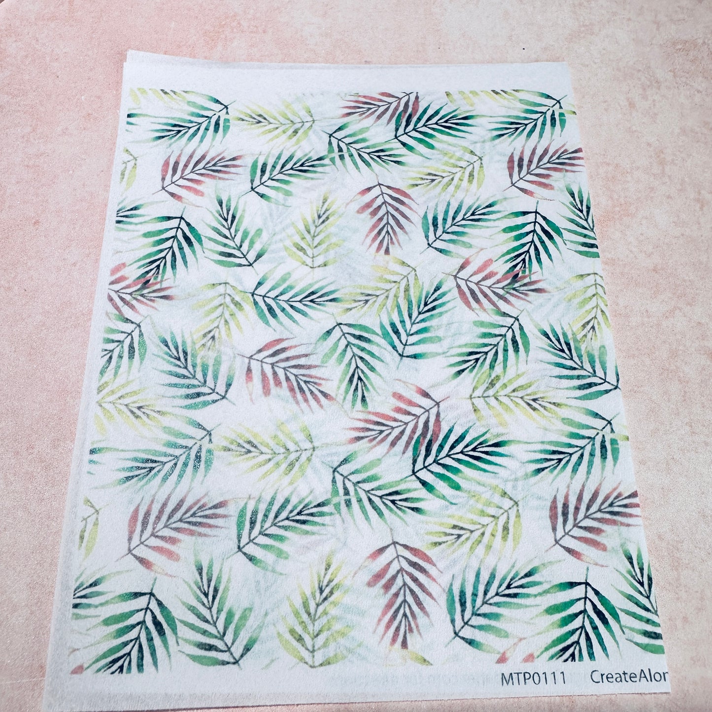 Leaf Patterns Magic Transfer Paper half sheet printed ready to use