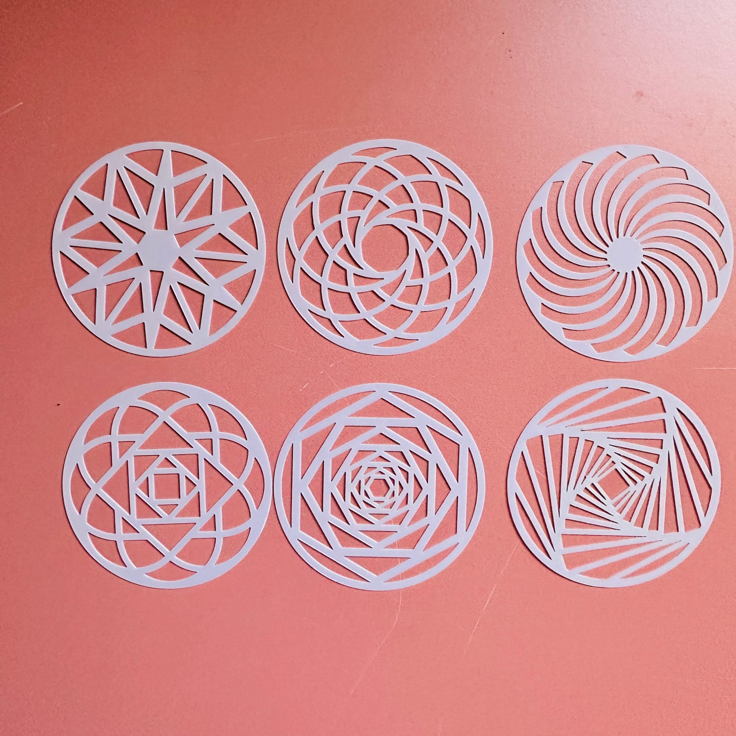 Radial Patterns Stencil Set – 6-Piece 2.5" Geometric Stencils for Earrings, Pendants, Coasters & Artist Coins