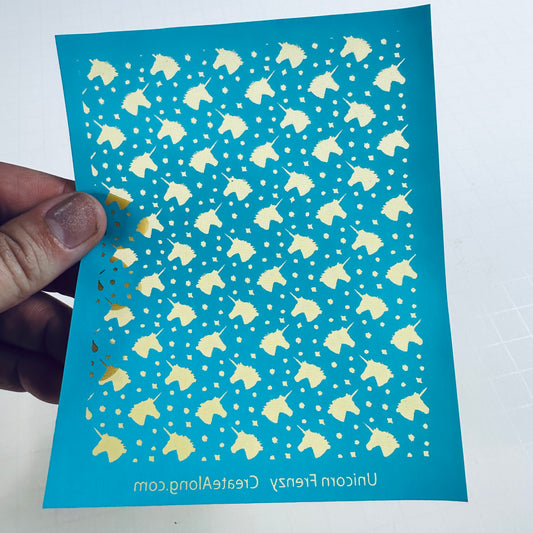 Unicorn Frenzy Silkscreen – Magical Polymer Clay Pattern (3.3” x 4.3”)