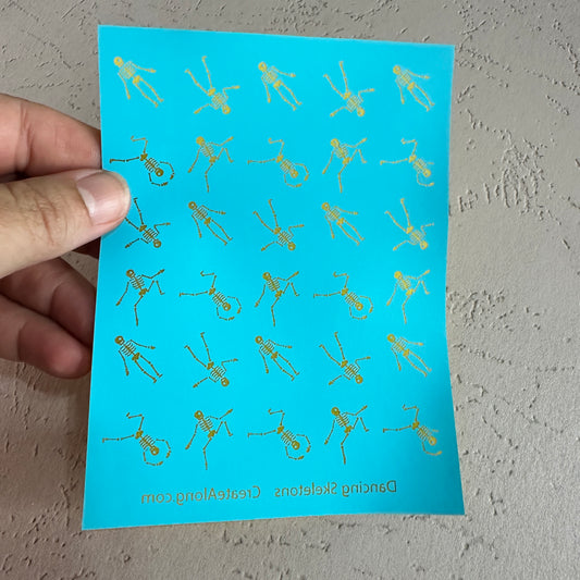 Dancing Skeletons Skull Halloween Silk Screen Stencil for Polymer Clay, Art Jewelry, Mixed Media