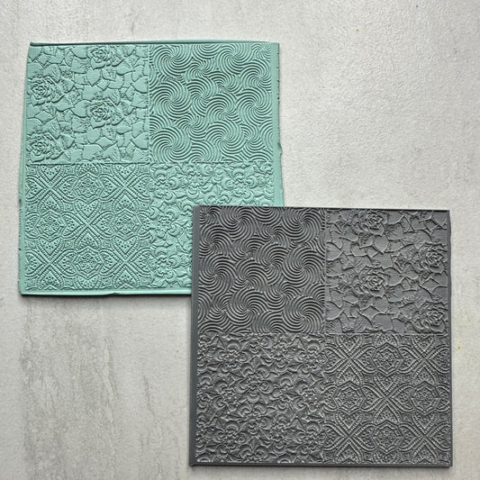 Succulent Swirl 4x Texture Tiles Rubber stamp sheet