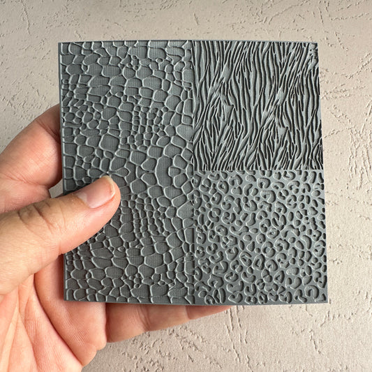 Wild Things 4x Texture Tiles Rubber Stamp Sheet animal prints