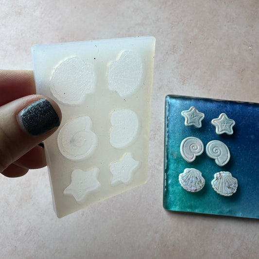 Silicone Seashells Starfish Stud beads clay earring mold
