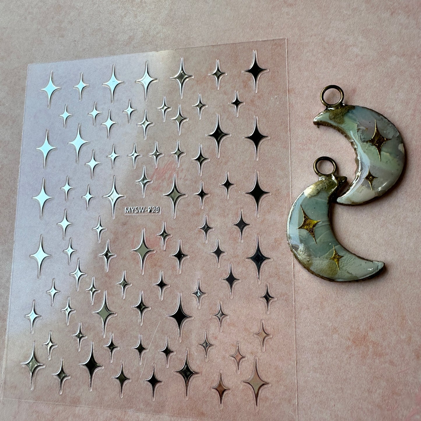 Multi-Size Tiny Sparkle Stickers embed in resin and liquid clay - silver or gold