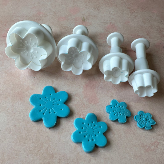 Mini Plum Flowers Plunger Cutters for Polymer Clay, art jewelry, fondant