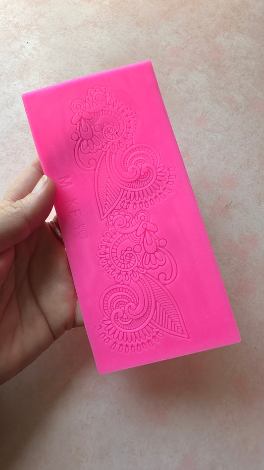 Henna Lace Flowers Silicone sugar mat backfill clay mold