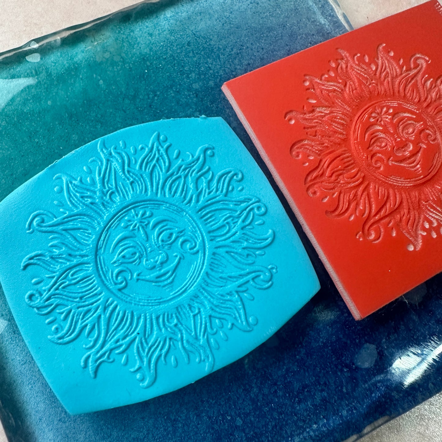 Smiling Sun Celestial element deco stamp clay paper