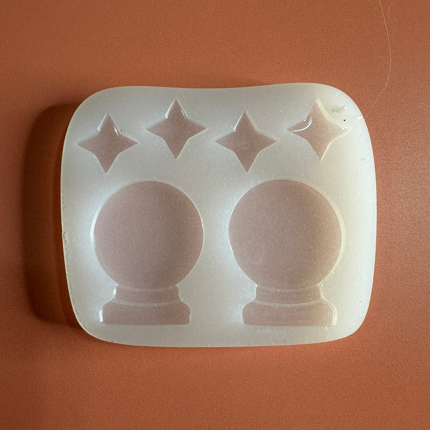 Crystal Ball or Snowglobe silicone earring mold for polymer clay and UV resin