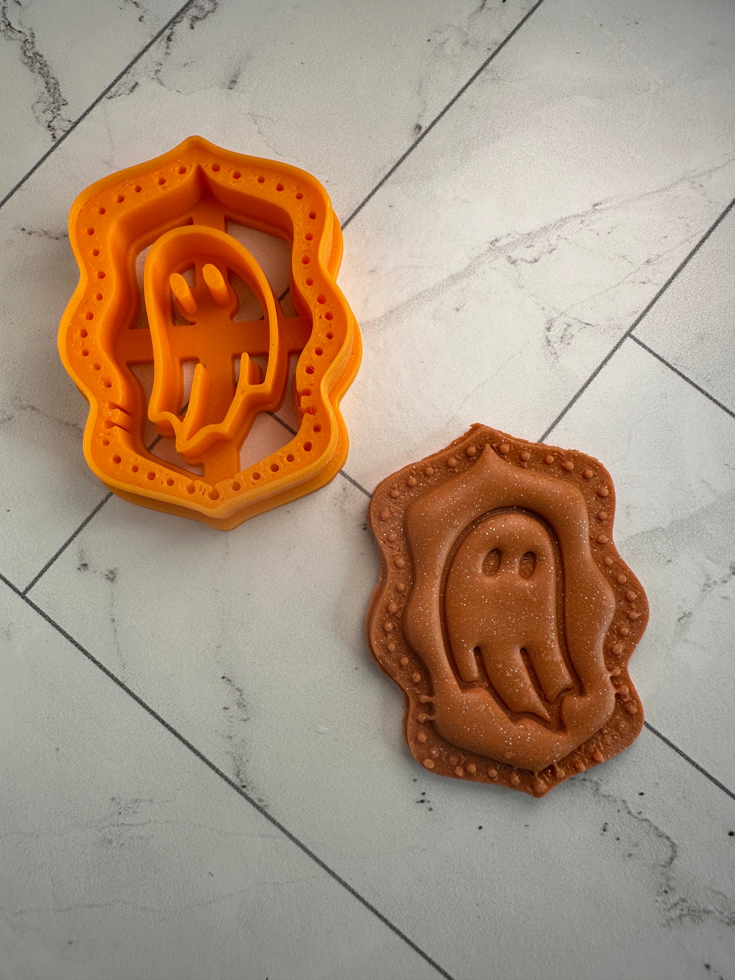 Framed Ghost relief polymer clay cutter Halloween