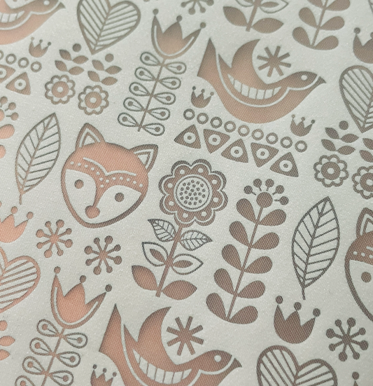 Folk Fox floral folk art Summer Spring Silk screen