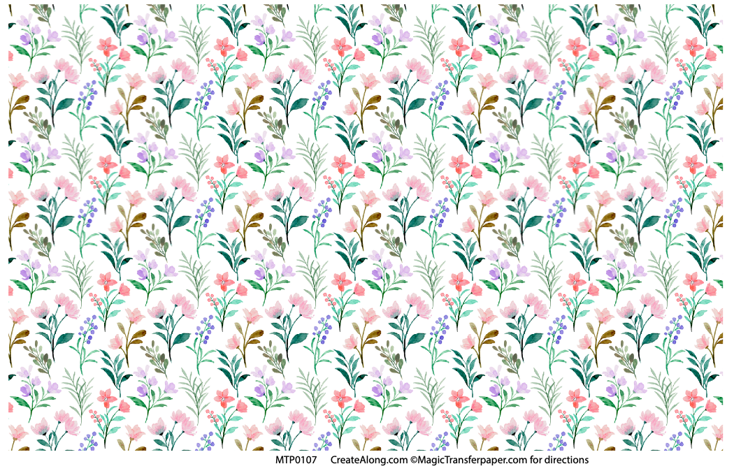 Floral Patterns Magic Transfer Paper half sheet printed ready to use