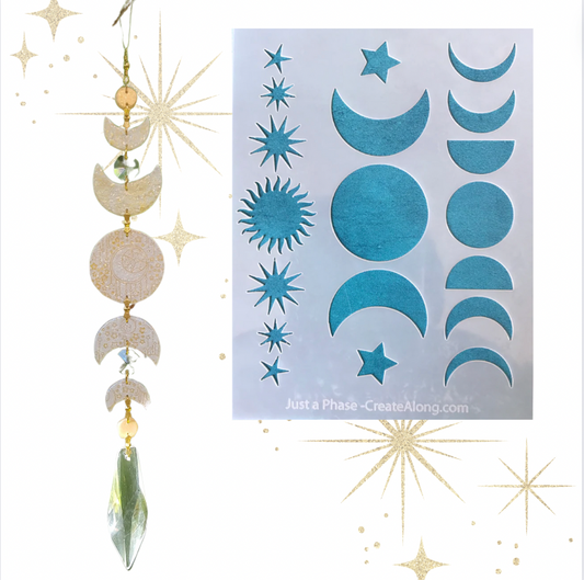 Just A Phase Mylar Stencil texture sheet for polymer clay earrings art jewelry mixed media