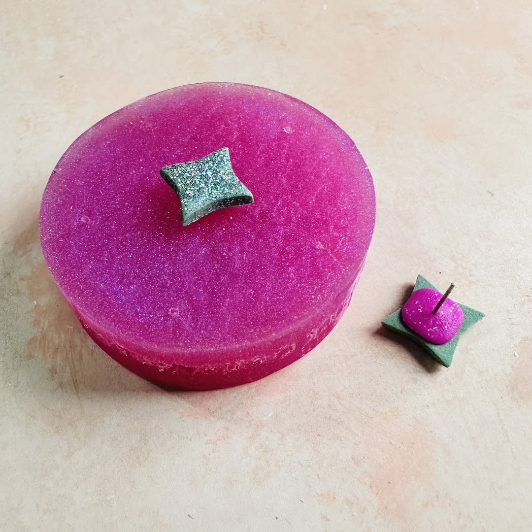 Stud Puck™ - polymer clay stud earring post earring back embedding tool by CreateAlong