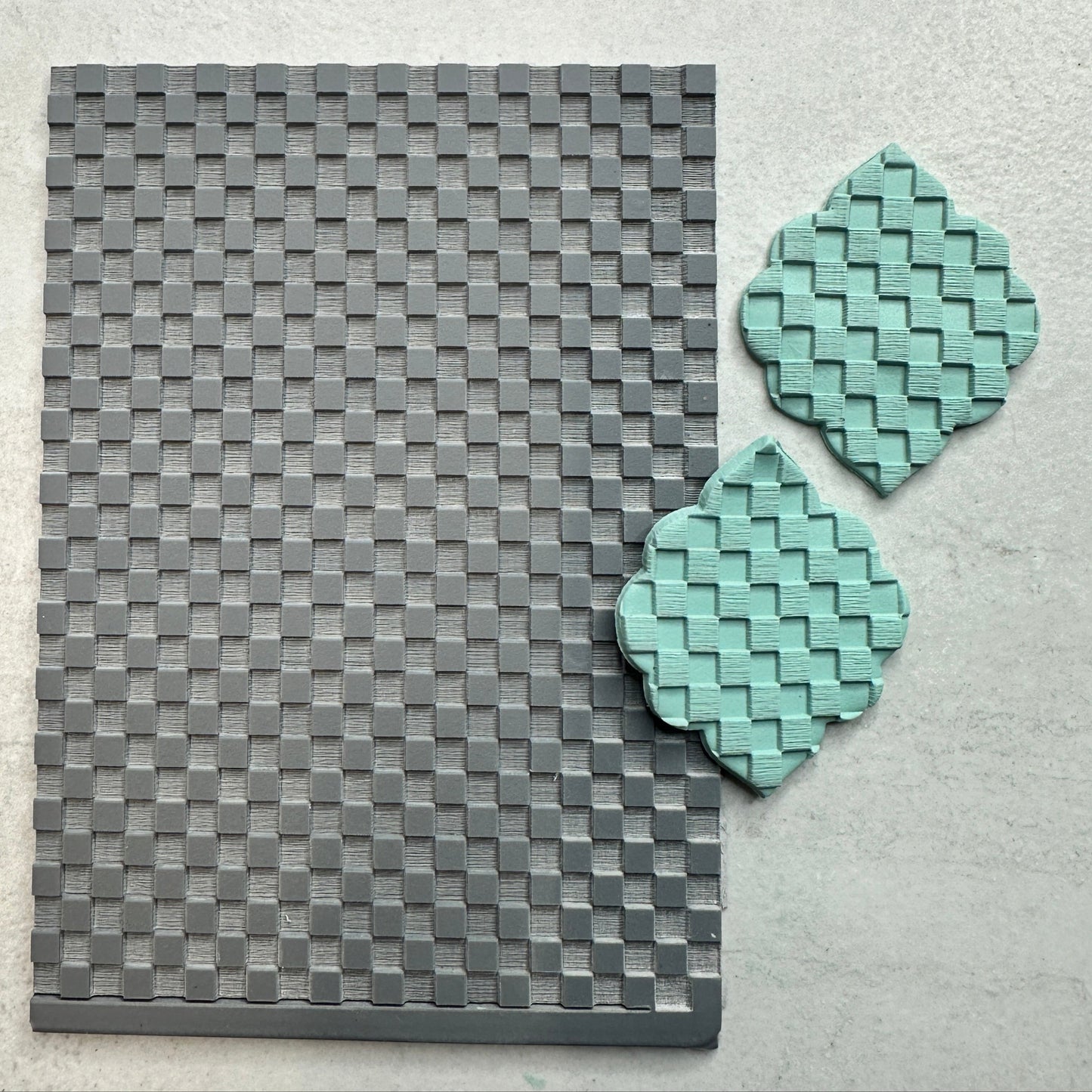 Small Checkerboard Polymer Clay Stamp – 3x4 Inch Rubber Texture