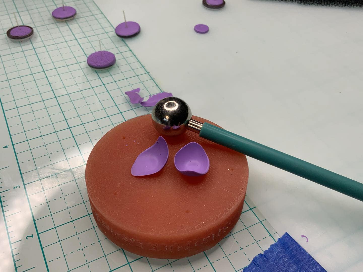 Stud Puck™ - polymer clay stud earring post earring back embedding tool by CreateAlong