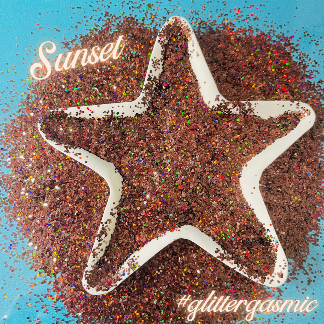 Glitter Sunset Superfine brown holo for pens candles earrings clay resin mugs slime tumblers nail art 2 oz