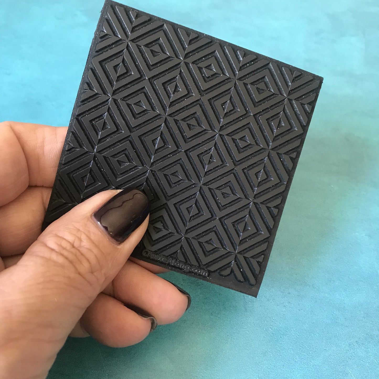 Art Deco Squares Rubber Stamp Texture Sheet Mat for polymer clay metal clay mixed media art