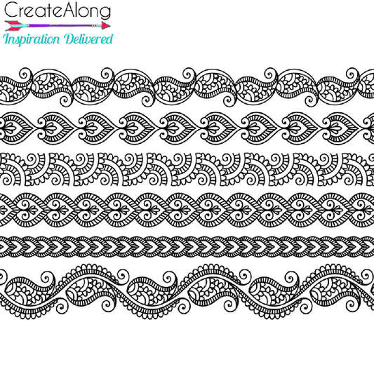 Silkscreen Stencil Henna Borders For Crafting, art jewelry, Polymer Clay + Mixed Media - Polymer Clay TV tutorial and supplies