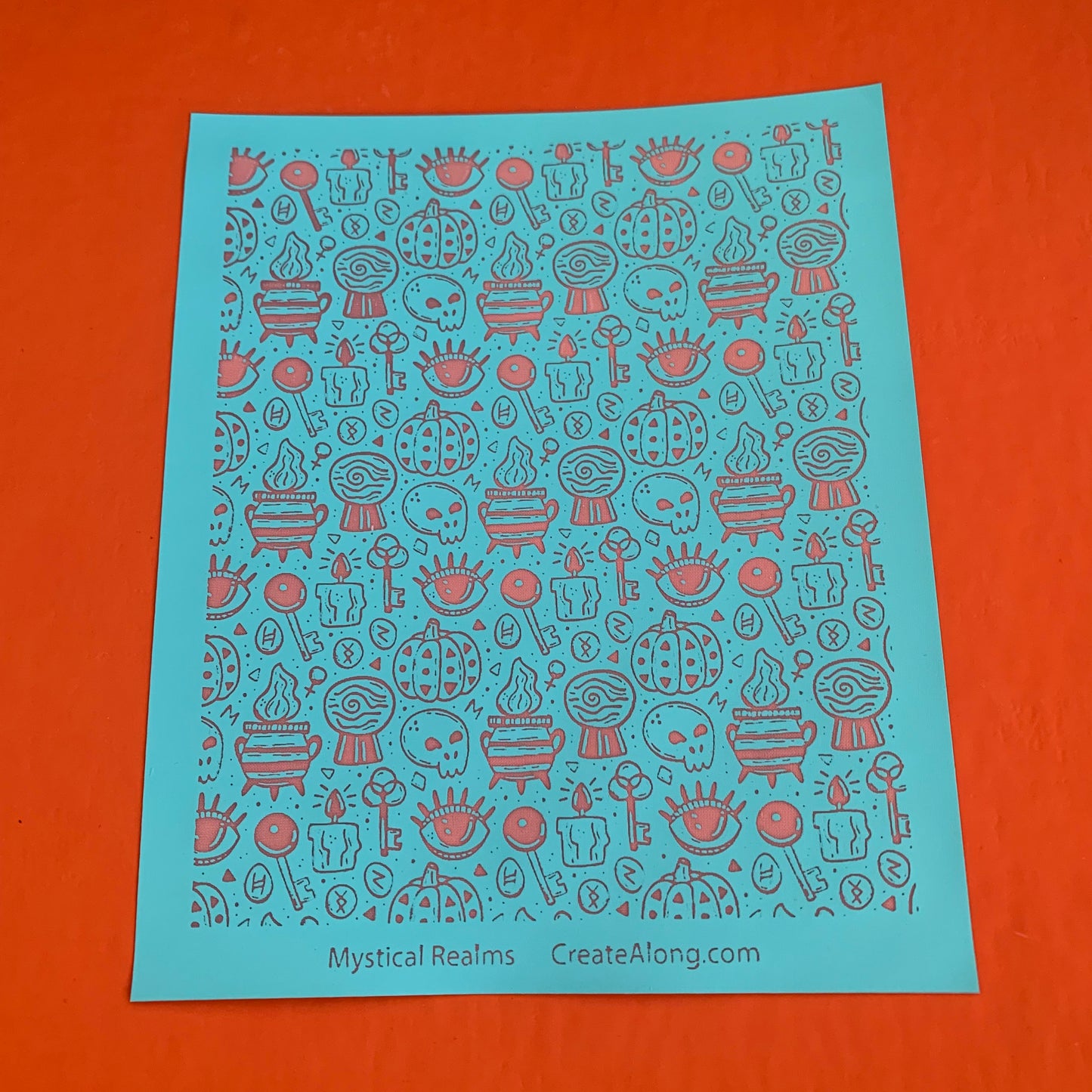 Mystical Realms Halloween Silk Screen Stencil for Polymer Clay, Art Jewelry, Mixed Media