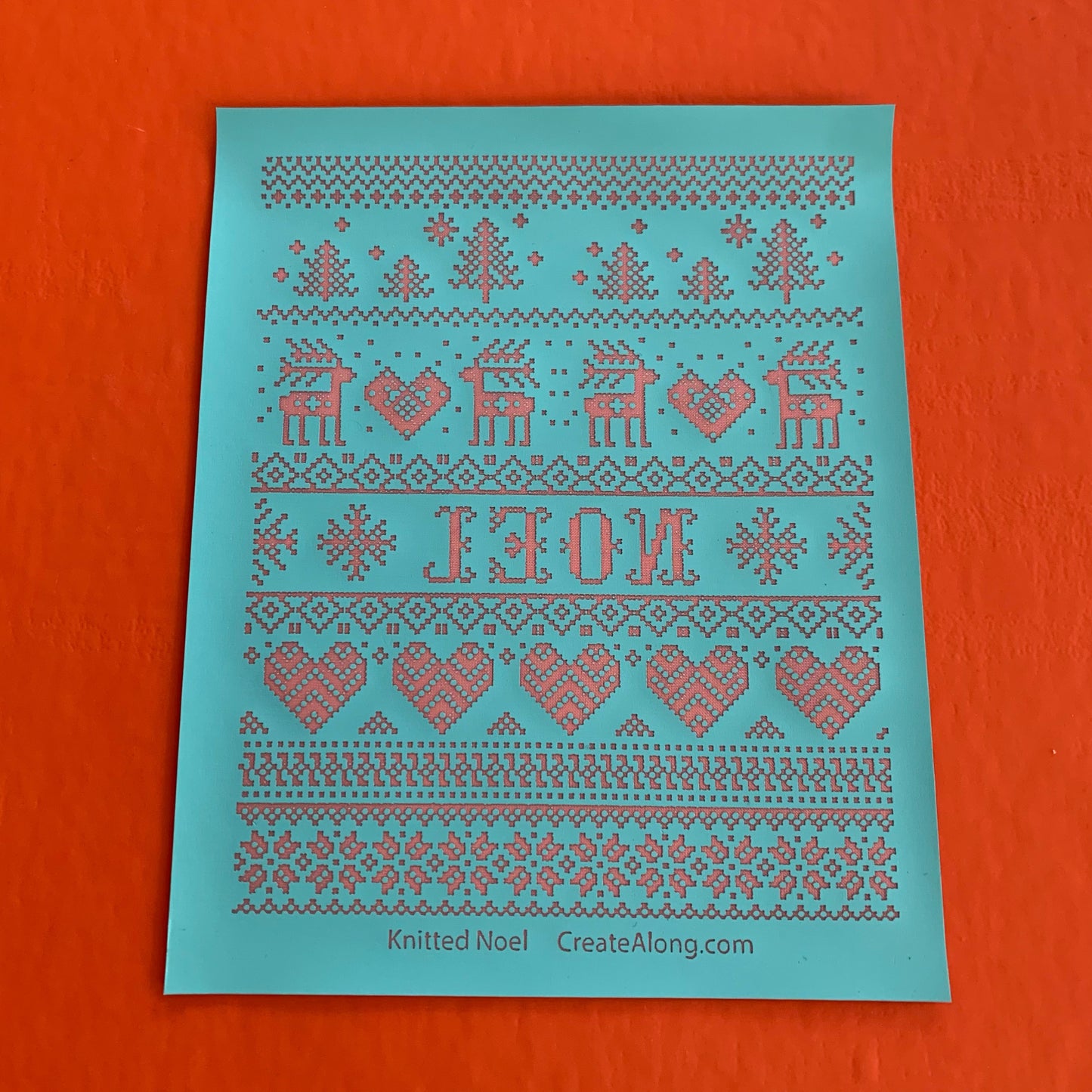 Knitted Noel Reindeer Knit Hearts Tree Silk Screen Stencil for Polymer Clay, Art Jewelry, Mixed Media
