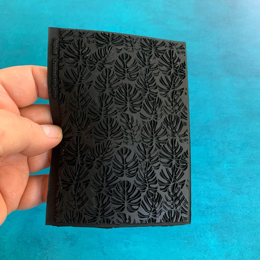 Tropical Large Monstera Leaves plant Rubber Stamp Texture Sheet Mat for polymer clay metal clay mixed media art