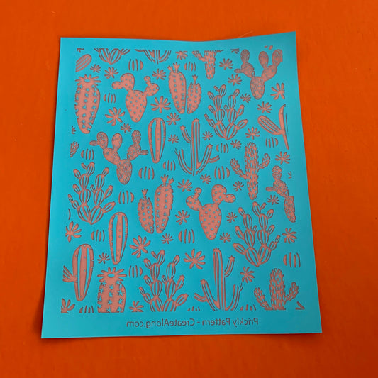 Silk Screen Prickly Cactus Pattern Stencil For Polymer Clay