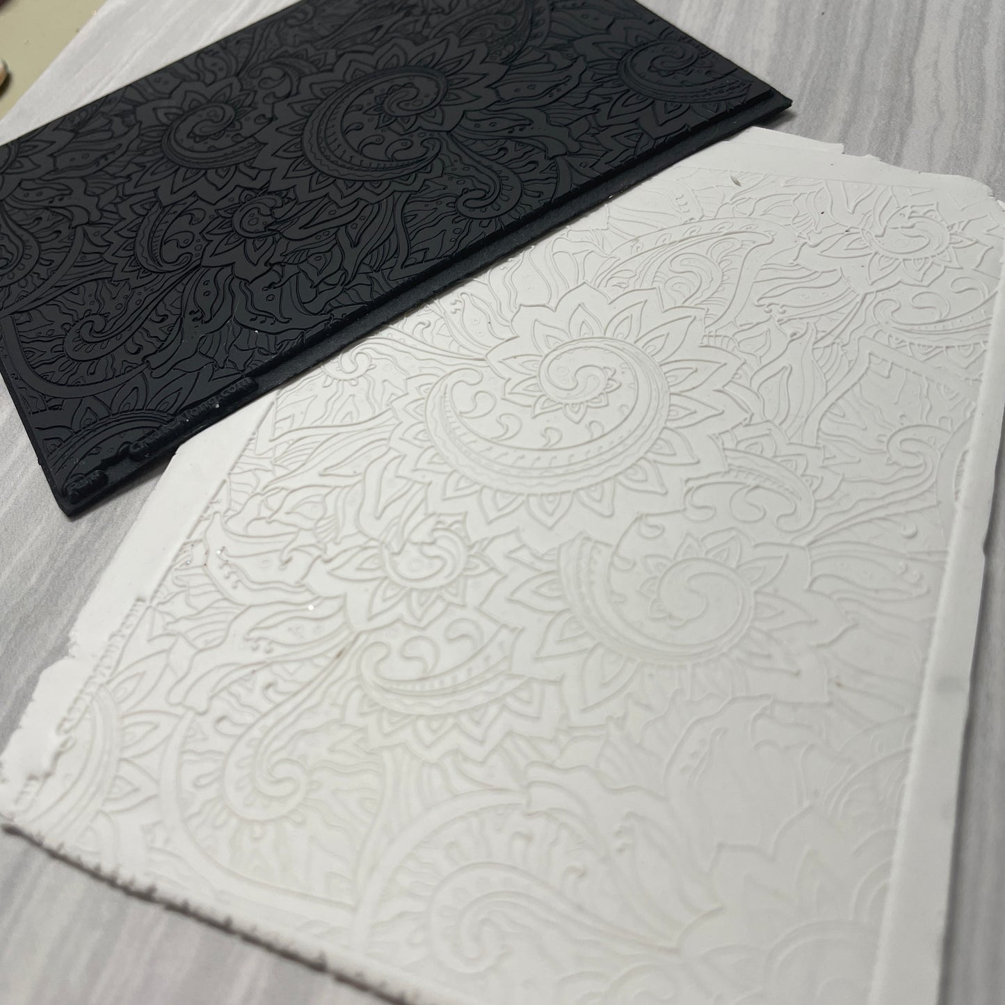 Fern Swirling botanical Rubber Stamp Texture Sheet Mat fine line clay stamp